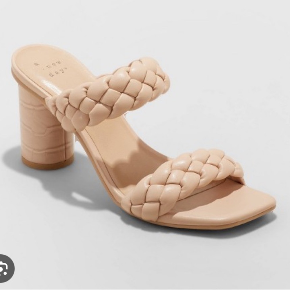 a new day nude braided strap heels